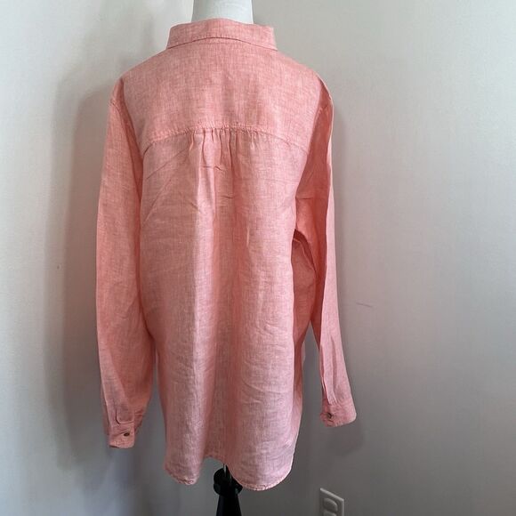 Sigrid Olsen Blouse Top 100% Linen Shirt Lagenlook Top Relaxed Fit Tunic Coastal - Picture 2 of 8